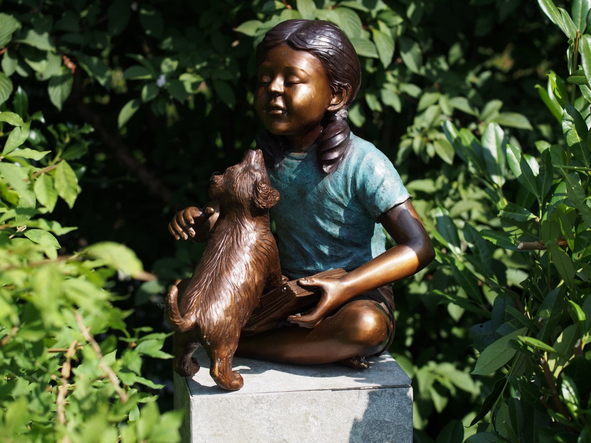 Sitting Girl With Dog