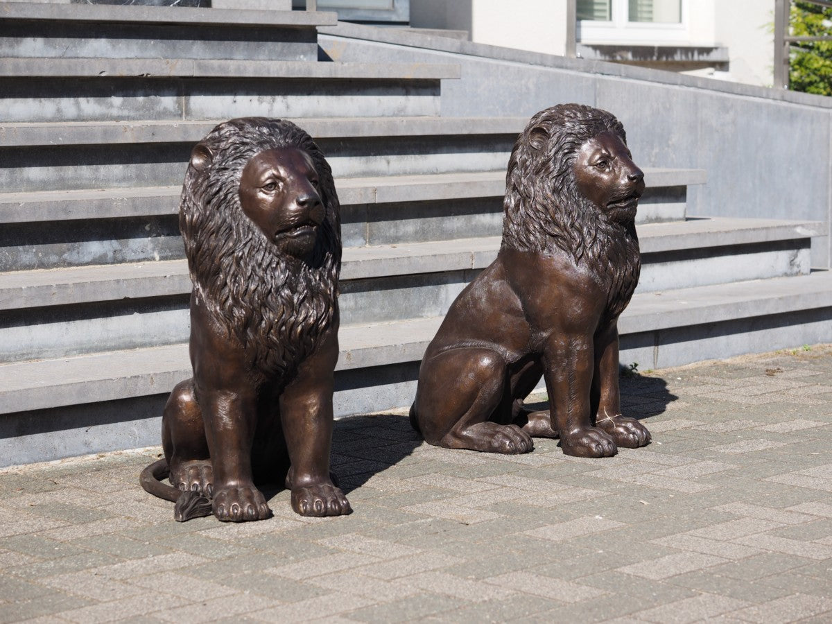 Sitting lion pair