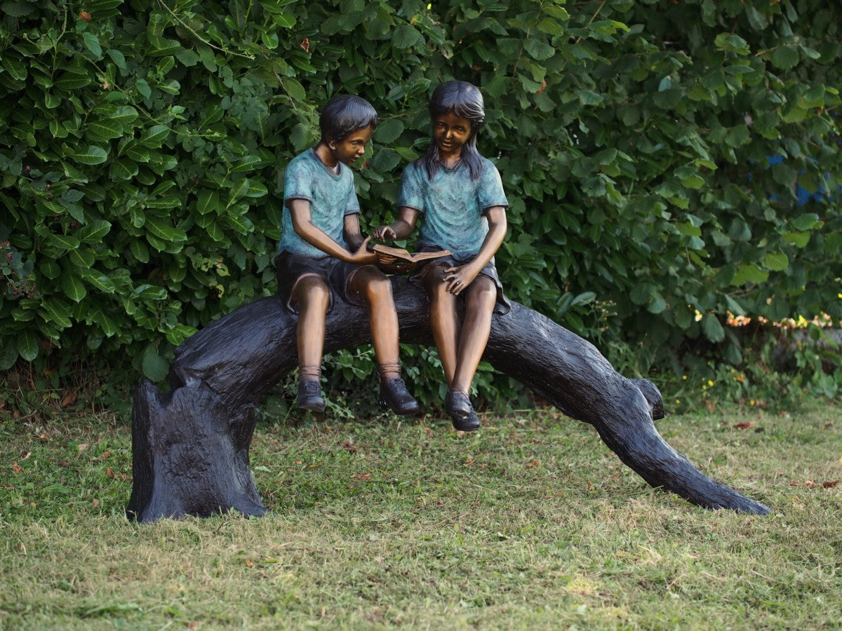 Boy And Girl On Log