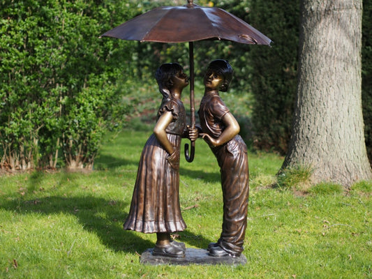 Boy And Girl Under Umbrella